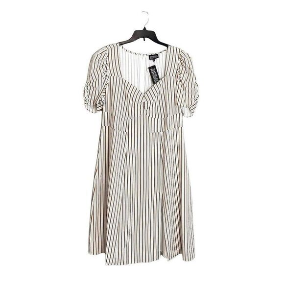 Danielle Bernstein Midi Slip Dress 22W 3X Plus Size Women's Striped Front-Slit - Picture 1 of 8